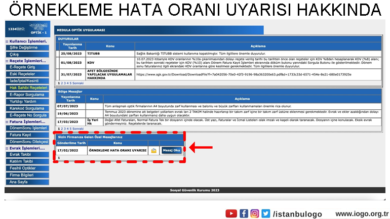 Örnekleme Hata Oranı Uyarısı Hakkında