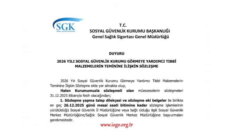 2026 Yılı SGK Sözleşme İşlemleri
