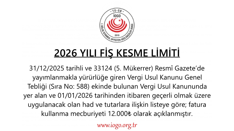 2026 Yılı Fiş Kesme Limiti