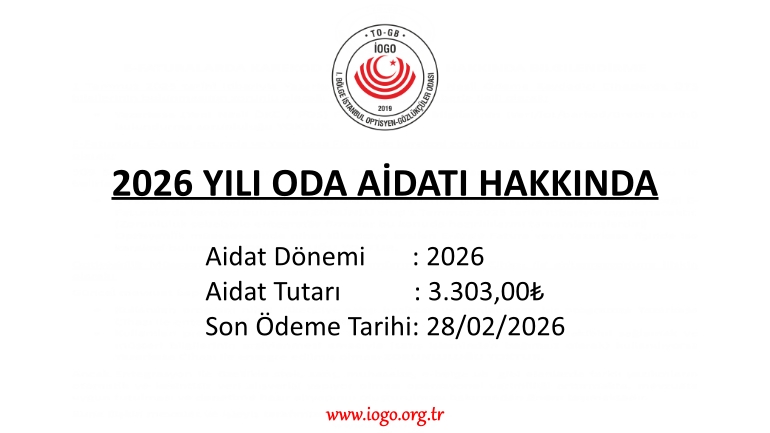 2026 Yılı Oda Aidatı Hakkında